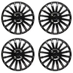 Top Tech Revolution 16" Wheel Trims Gloss Black Set of 4 | Universal Car Hub Caps 16 Inch