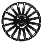 Top Tech Revolution 16" Wheel Trims Gloss Black Set of 4 | Universal Car Hub Caps 16 Inch