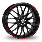 Calibre Motion 16x7 Alloy Wheel | 4x100 & 4x108 ET40 73.1 CB | Gloss Black / Red Pinstripe