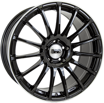 DRC Rapide 8x18 Alloy Wheel | 5x108 ET45 73.1 CB | Gloss Black / Polished Lip