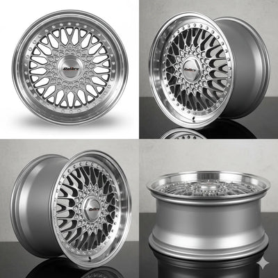 Calibre Vintage Alloy Wheels 8.0x18 ET35 5x112 / 5x100 | Silver Polished Lip Deep Dish | Set of 4